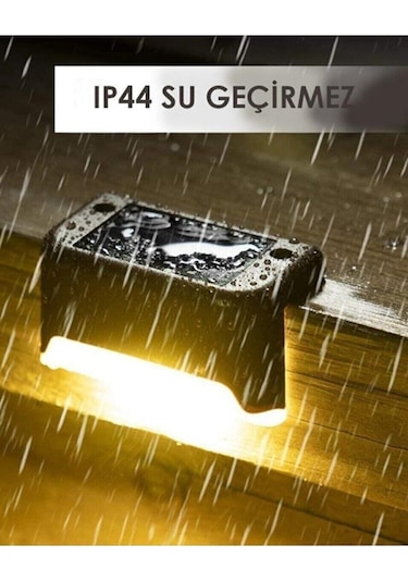 Köşebent Merdiven Veranda Solar Güneş Enerjili Bahçe Led Lamba Siyah