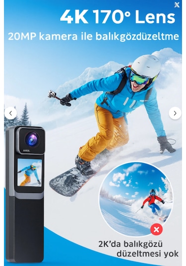 Saw1 Pro 4k Aksiyon Kamerası Wi-fi Bağlantı Dokunmatik Lcd 6 Eksenli Jiroskoplu Dengeleme