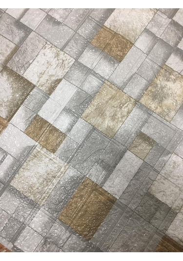 3D Kendinden Yapışkanlı Gri Kahverengi Küp Desen Duvar Kağıdı Pan