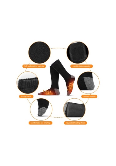 Willowhaven Kış Elektrikli Isıtma Çorapları Soğuk Hava Isıtmalı, Pamuklu, 35-44 Cn, Siyah/gri, Powerbanklı Siyah