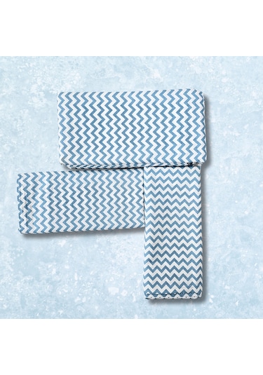 Mavi Zikzaklı %100 Pamuklu Ranforce Çarşaf Seti Mavi
