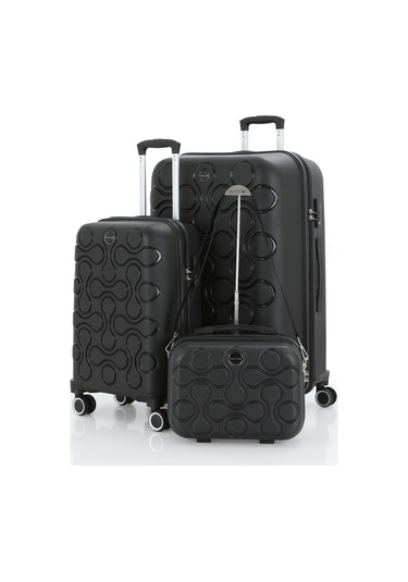Mçs Polipropilen 3lü Valiz Seti Büyük & Kabin & Makyaj V376 S23sy1000053-set 00001 Siyah