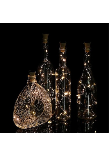 Mavi Güneş Enerjisi Şarap Şişesi Işıkları Led Dizeleri Bakır Tel Ev Partisi Dekorasyonu 2m20led