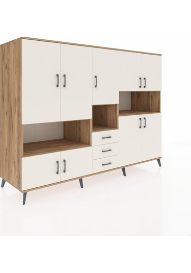 Kronos Dolap 13 Raflı 3 Çekmeceli 9 Kapaklı 220x59x163 Çam-aytaşı Çam-aytaşı