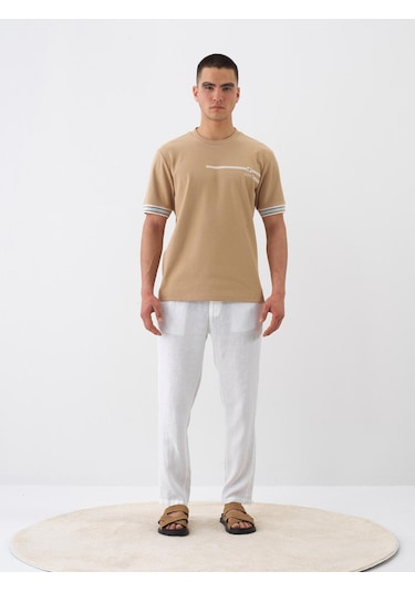 Xint Camel Pamuk Dokulu Regular Fit Tişört 502236