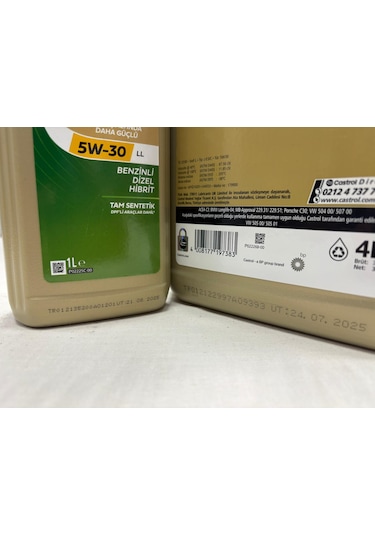 Castrol Edge 5W-30 LL 4 L+ 1L Motor Yağı Üretim Tarihi 2025