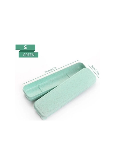 Yeşil 21/24cm Pp Taşınabilir Seyahat Sofra Saklama Kutusu Kasa Gıda Sınıfı Yemek Takımı Çatal Kaşık Kutusu Çocuk Kaşıklık 56639093