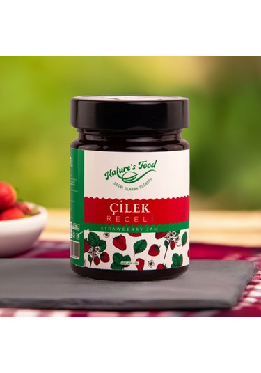 Çilek Reçeli Premium Series 400gr Cam Şişe %65 Çilek Doğal İçerik Doğal Tat Nature's Food