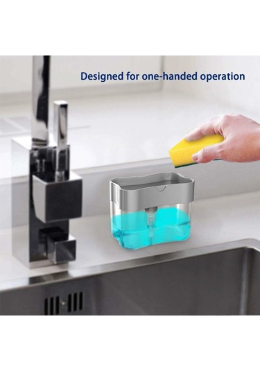 Neevoyu Küçük Gri 2'li Mutfak Sabunu Dağıtıcı - Sponge Tutucu İle 380 Ml Kapasite, Asb Malzeme, Ev Ve Ticari Kullanım Diğer