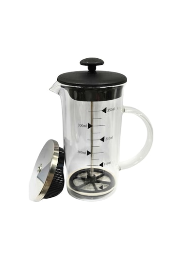 Metal Kapaklı French Press 350 Ml Bitki Çay Demleme Kupası Çift Kapaklı Metal Ve Plastik Kapak Gümüş Gri