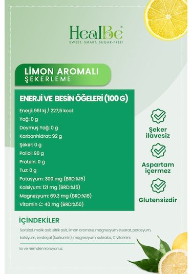 Limon Aromalı Şekersiz Şekerleme