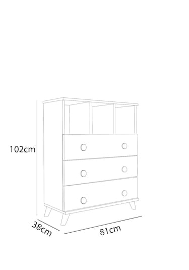 Ae-1046 Babil Beyaz Şifonyer 3 Çekmeceli