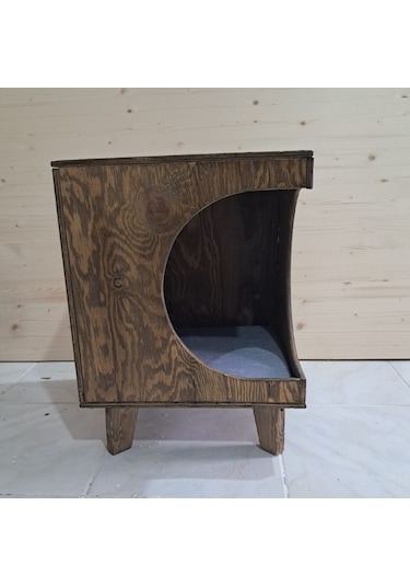 Dekoratif Ahşap Kedi Evi Ve Yan Sehpa