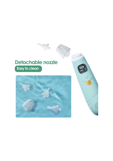 Yaozixa Bebek Elektrikli Burun Emici - Düşük Frekanslı Sessiz - 3 Seviye Emme - Sakinleştirici Müzik - Li-poly Batarya - 3 Silikon Uç Yeşil