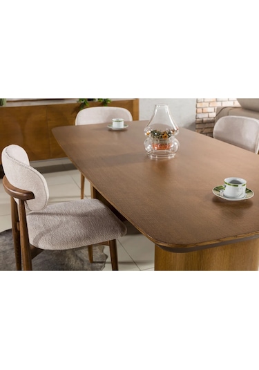 Bella Yemek Odası Takımı Yemek Masası + 4 Adet Sandalye Kahverengi