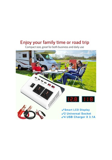 Xindoker 12v'den 220v'ye Dönüştürücü, 300w Geliştirilmiş Sinüs Dalga, Dijital Led Ekranlı Araç İçin Inverter