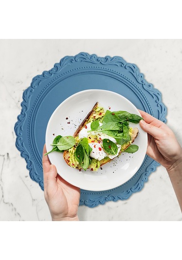 Silikon Placemat Yuvarlak Çiçek Kahve Yemek Masası Matı 34cm Kabartmalı Pembe Bardak Altlığı Isıya Dayanıklı Mutfak Sofra Takımı Yemek Matı Açık Gri, 34cm Diğer