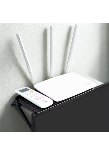 Polham 22x11 Cm Tv Üstü Kumanda, Modem, Tv Kutusu Rafı, Monitör, Notebook Uyumlu Düzenleme Rafı Siyah