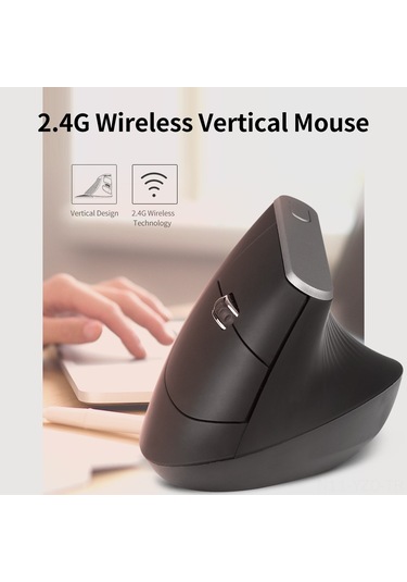 Yuntech01 57 Derece Dikey Ergonomik Mouse - 2.4g Kablosuz, 3 Seviye Dpı Ayarı 800-1200-1600 , Siyah, Usb Alıcı, Pil Dahil Değil