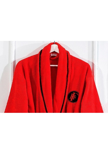 Finezza Elite %100 Pamuk Kopanaki Dantelli Nakışlı Kırmızı Bornoz Kırmızı