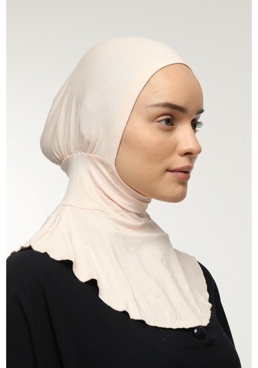 Kadın Tesettür Pratik Boyunluklu Hijab - Sporcu Bone Bej