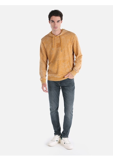 Colin's Colins Regular Fit Baskılı Kapüşonlu Sarı Erkek Sweatshirt Cl1064608 Safran