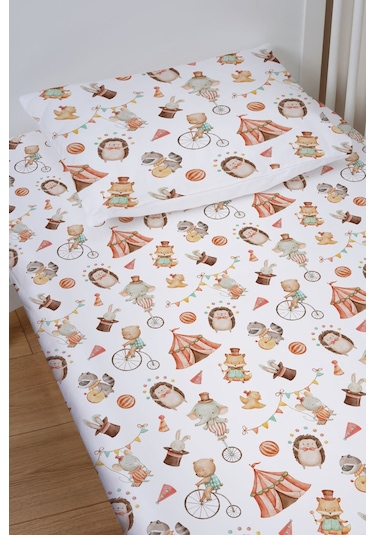 Organik Bebek Boy Lastikli Çarşaf Seti 70x110 - Sihirli Minik Akrobasi