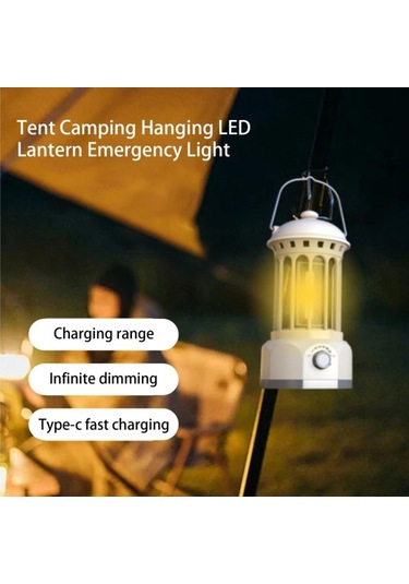 Şarj Edilebilir Cob Kamp Işığı Retro Tarzı Çadır Asma Işık Fener Lambası Yürüyüş Akşam Partisi Için Boyut: L - Kırmızı