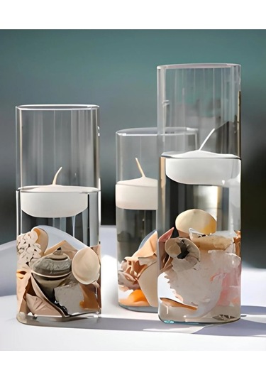 Denic 12 li Büyük Yüzen Mum Beyaz