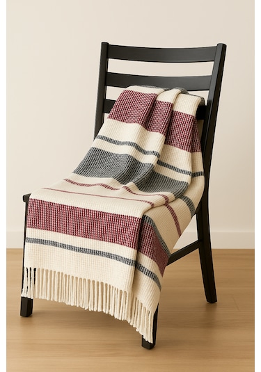 Dinarsu Cozy Life Tv Battaniyesi Bordo-gri-krem Bordo - Gri - Krem