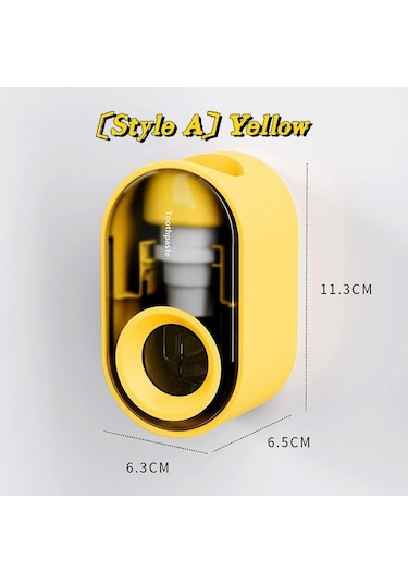 Sarı Otomatik Toz Geçirmez Diş Macunu Dispenseri Duvara Montaj Tutucu Banyo Aksesuarları Seti Diş Macunu Sıkacağı Lm Sarı