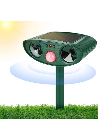 Symbee Güneş Enerjili Ultrasonik Hayvan Kovucu - Kızılötesi & Flaşlı Bahçe Koruma Sistemi