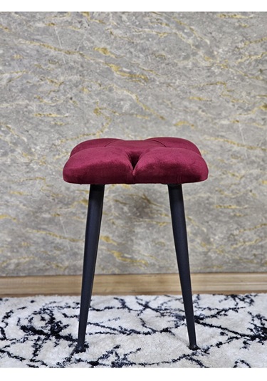 Kare Siyah Boyalı Konik Ayaklı Tabure - Oturak - Bar Taburesi - A Çok Renkli