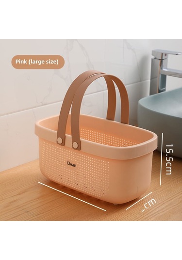 Springsun Büyük Boy Pembe Banyo Sepeti - Su Tüpü Özelliği İle Saçaklı Plastik Depolama Kutu - Duş Malzemeleri, Kozmetikler İçin Taşınabilir Organizer 29.5 15 15.5 Cm Diğer