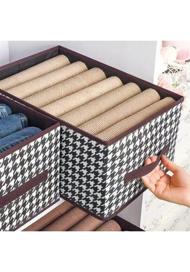 Fosenze Houndstooth Desenli Katlanabilir Depolama Kutusu, 44x30x20 Cm, Çok Amaçlı, Organize Edici, Odalar İçin, Kapak Ve Bölme Yok