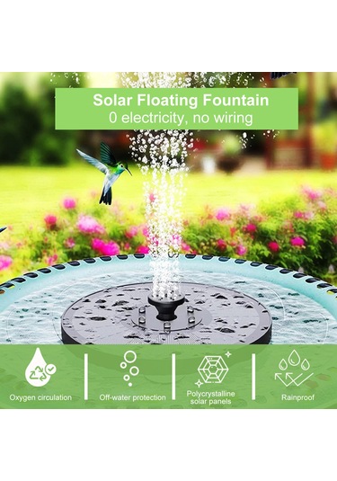 Xiyyadms Güneş Enerjili Yüzen Çeşme - Bahçe Ve Havuz İçin Polikristal Solar Panel İle Çalışan Su Fıskiyesi