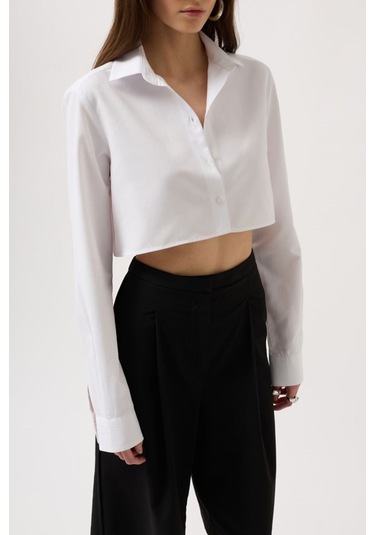 Basic Crop Gömlek Beyaz