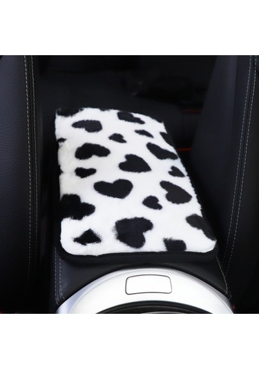 Sones Peluş Kalp Desenli Araç Orta Konsol Kapak Matı 32x19cm Siyah