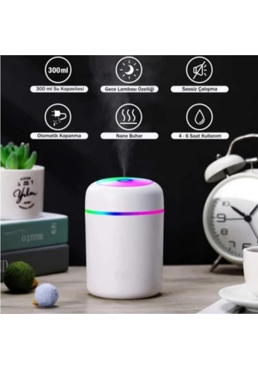 Hava Nemlendirici Ortam Nemlendirici Işıklı Hava Nemlendirici Beyaz