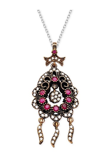 Tesbihane Zirkon Taşlı Sallantılı Damla Tasarım Otantik Kolye