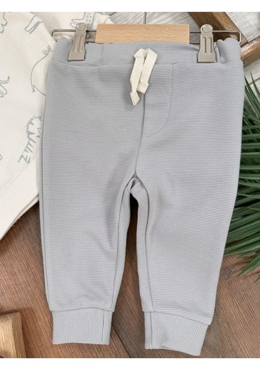 Safari Baskılı Mevsimlik Erkek Bebek 2li Takım Gri