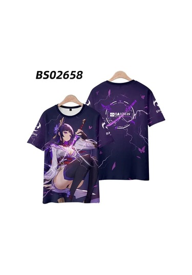 Snapbuy Yeni Oyun Anime Genshin Impact Hutao Yae Miko 3d Baskılı T-shirt Unisex Giyim Cosplay Teegümüşerkek Gümüş