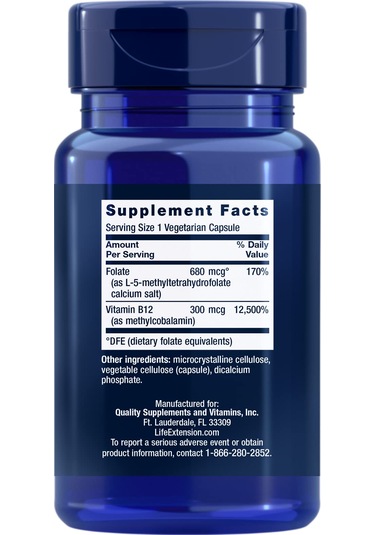Life Extension, Bioactive, Folate & Vitamin B12, 90 Vegetarian...
