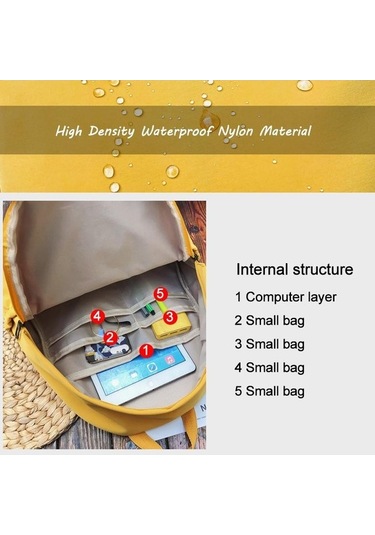Dancemonkey Yeni Su Sırt Sırt Seyahat Sarı Okul Naylon Kadınlar Kadın İçin İçin Genç Geçirmez Çok Cep Çantası Çantası Çantaları Ml Sarı