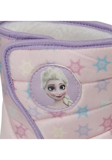 Frozen Teta Pembe Cırtlı Kürklü Kız Çocuk Kar Botu Pembe
