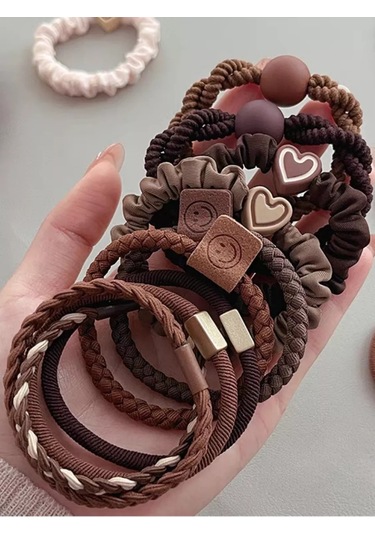 Mını Shop Msk Saç Lastiği Seti 10 Adet. 173789866 Kahve