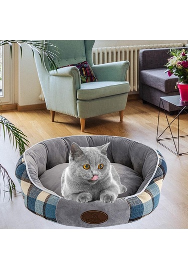 Suntek Sıcak Kafes Kediler Köpekler Yatak Kısa Peluş Mavi