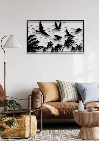 Modern Stil Kuşlar Metal Duvar Dekoru Tablo