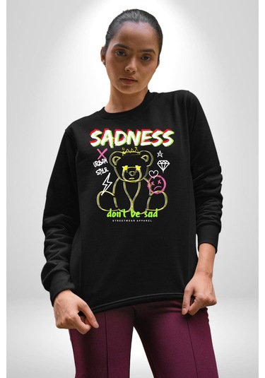 Üzüntü Üzülme Unisex Siyah Sweatshirt Siyah