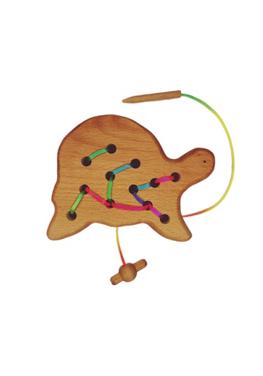 İp Geçirme Örme Oyunu Ahşap Kaplumbağa